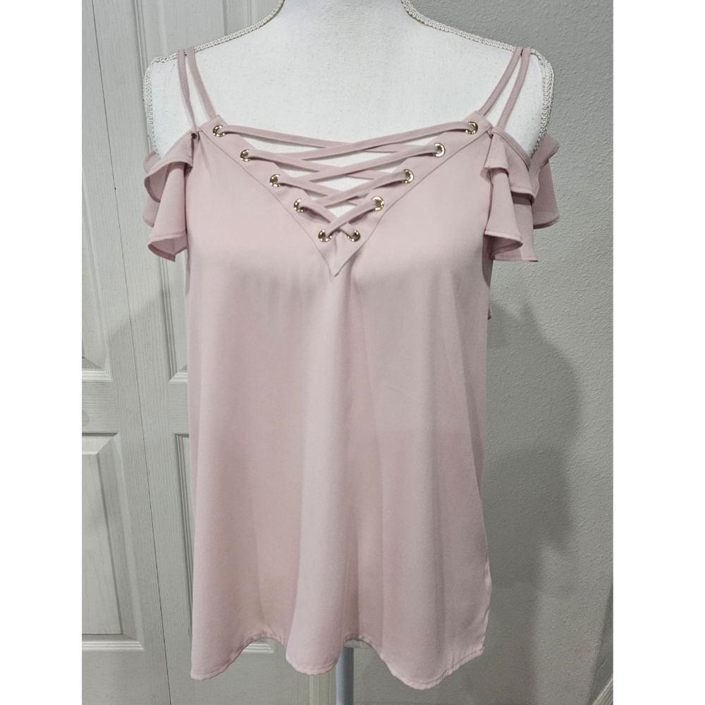 EXPRESS blush cross off shoulder top SZ M